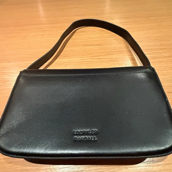 NWT Loeffler Randall Black, small, leather evening bag with brass clasp - Picture 3 of 7